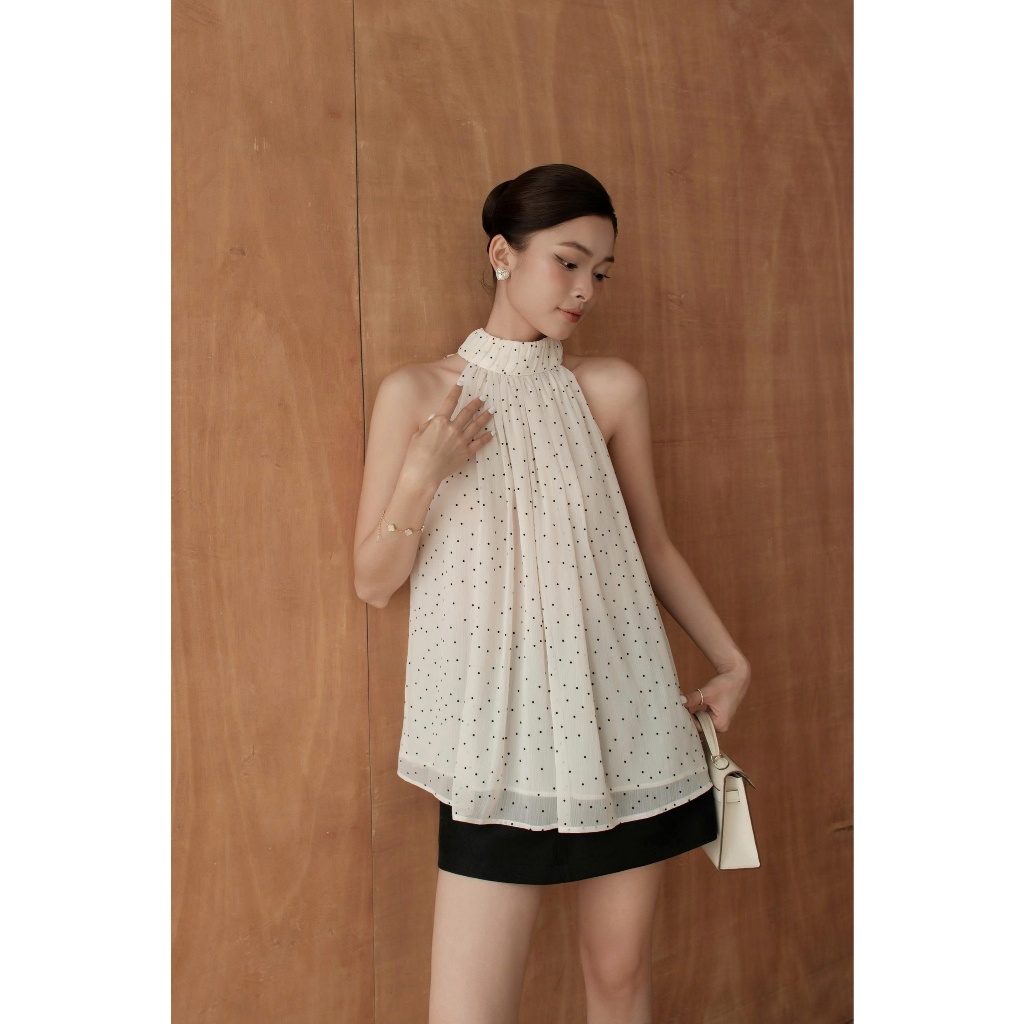 Áo kiểu cổ yếm vải voan tơ COCOBEBE DOTTY TOP