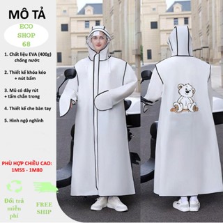  Áo Mưa 1 Người Áo Mưa EVA Đi Xe Máy Chống Bão Cao Cấp Thiết Kế Khóa Kéo và Vành Mũ Trong Suốt 
