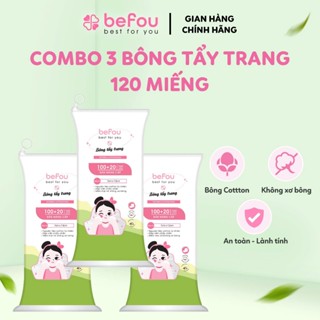 [COMBO 3] Bông Tẩy Trang Cotton Befou Vuông Size To 100 Miếng - 120 Miếng