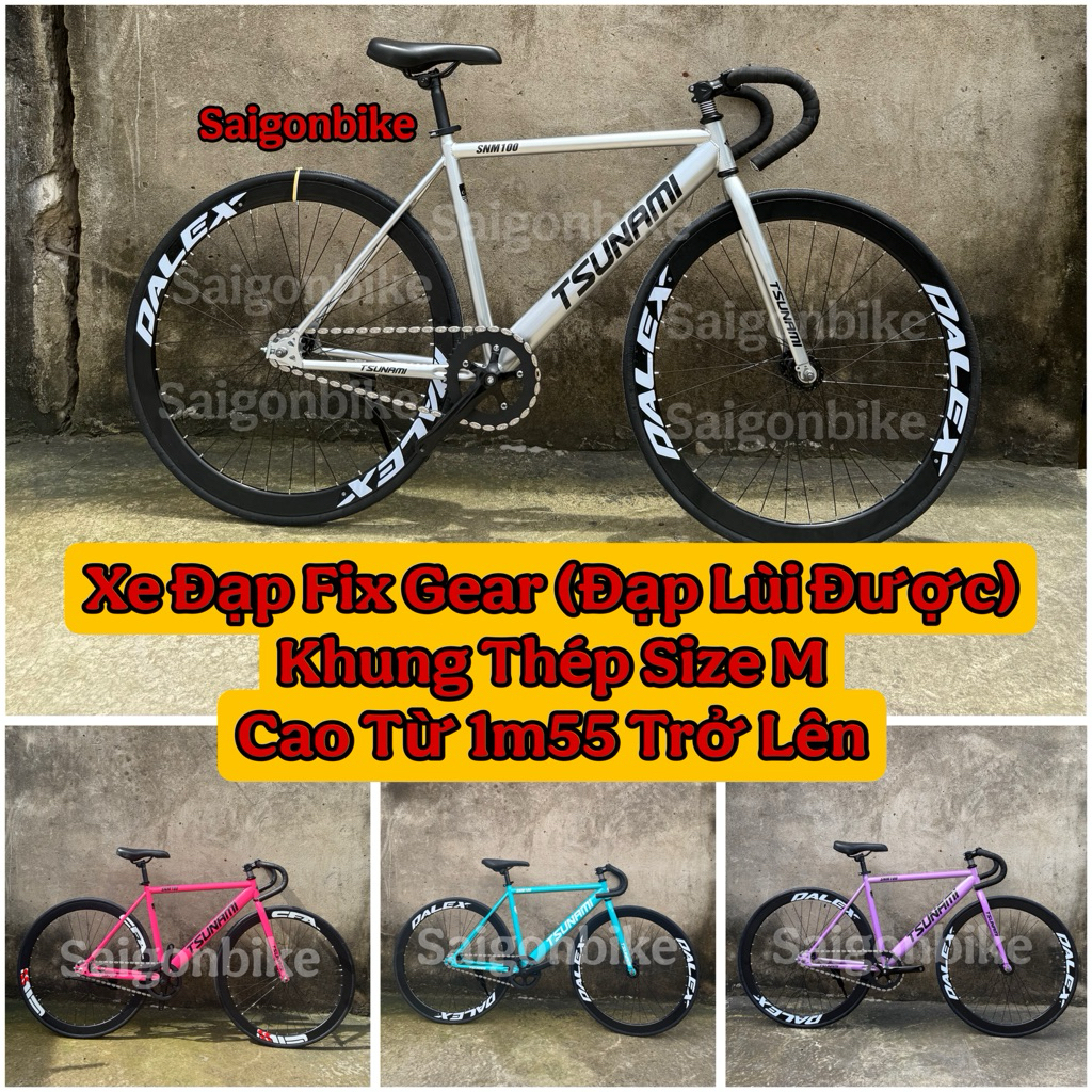(Size M) Xe Đạp Thể Thao Tsu Fix Gear (Đạp Lùi Được) ,  Khung Thép Custom Saigonbike