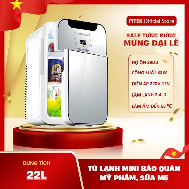   Có VAT  Tủ lạnh mini Chính Hãng PITEK 2 Cửa Ngang Cao Cấp trữ sữa bảo quản mỹ phẩm 22L -  Bảo Hành Công 3 Năm  