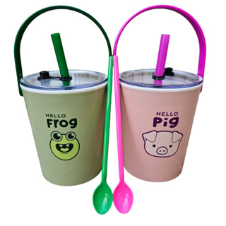  Bình Xô trà sữa mini 2 lớp 1L nhựa Tân Lập Thành sang trọng hot trend  Tặng kèm muỗng và ống hút  