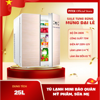   Có VAT  Tủ lạnh mini Chính Hãng PITEK 25L cao cấp trữ sữa bảo quản mỹ phẩm 2 cửa tiện lợi  -  Bảo Hành Công 3 Năm  