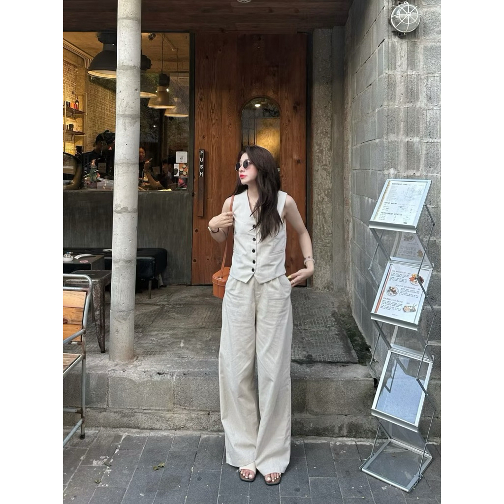 [𝐏𝐚𝐧𝐭 𝐋𝐢𝐧𝐞𝐧] 𝐌𝐈𝐒𝐒𝐀_ Quần linen nữ ống xuông rộng vải linen tưng cao cấp