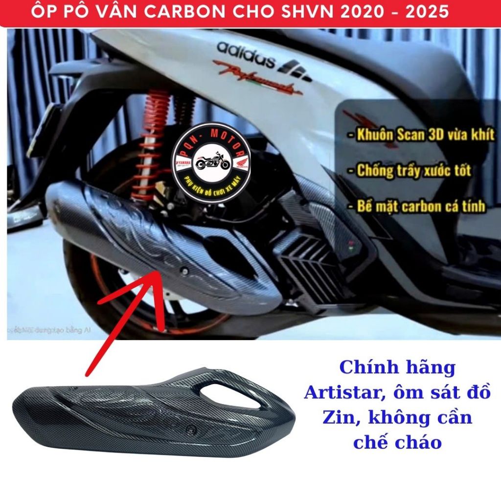 Ốp Pô SH 2020 Sơn Carbon Loại 1 | Ốp Pô SH 2020 Carbon Đẹp, Bền, Gắn Chuẩn Xe Hàng Cao Cấp