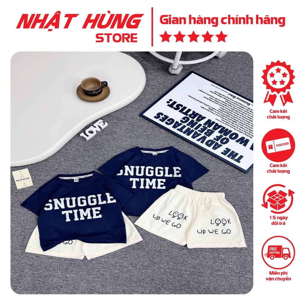 Bộ quần áo cho bé trai hình SNUGGLE TIME  set áo phông quần short trẻ em hiệu Nhật Hùng 10-63kg - NH