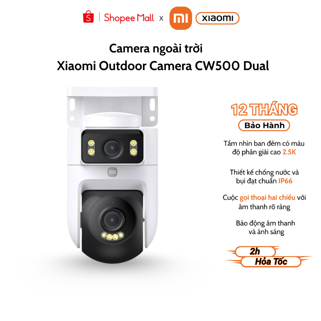 Camera IP Wifi Ngoài Trời Xiaomi CW500 Dual - Báo Động Âm Thanh, Hình Ảnh 2.5K - Bản Quốc Tế