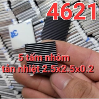 5 tấm nhôm tản nhiệt vuông 2.5cm x 2.5cm x 0.2cm