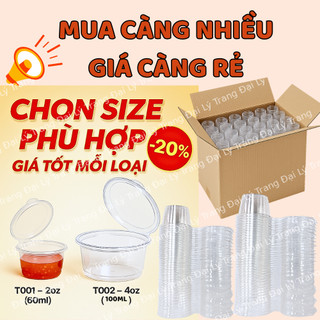 ( SET 500 ) Hủ sốt nắp liền 60ml , 100ml đựng sốt , đựng nước chấm , đựng panacotta _ đại lý trang