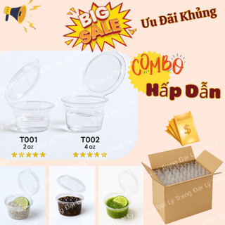 ( SET 500 ) Hủ sốt nắp liền 60ml , 100ml đựng sốt , đựng nước chấm , đựng panacotta _ đại lý trang