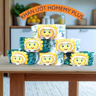   Xả hàng  1 thùng 30 gói khăn ướt Baby HomeMy Plus 650grs không mùi khổ 18x25 cm an toàn cho da khổ lớn vải bi 
