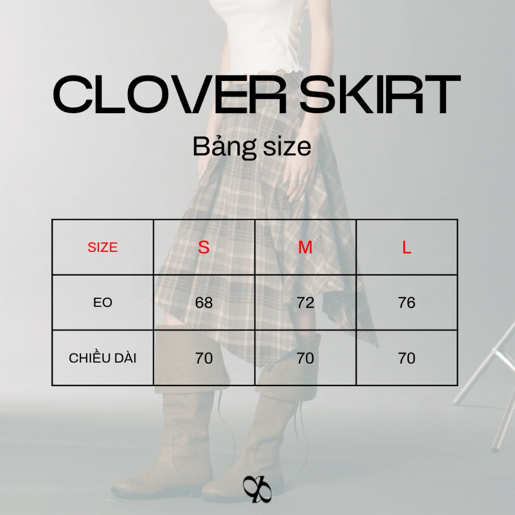 Chân váy caro dáng lửng tà bất đối xứng INTO.EIGHT thiết kế (CLOVER SKIRT) | BigBuy360 - bigbuy360.vn