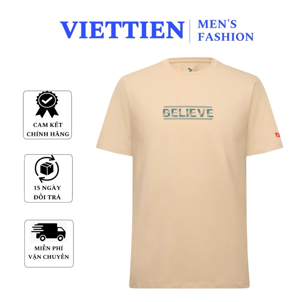 Áo thun cổ tròn Viettien smart casual - áo thun nam cao cấp VIETTIEN