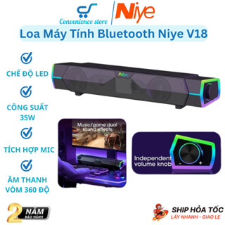 Loa Thanh Soundbar Bluetooth Loa Máy Tính Để Bàn Có Mic Led Rgb Gaming NIYE V18 Có Dây Bass Mạnh