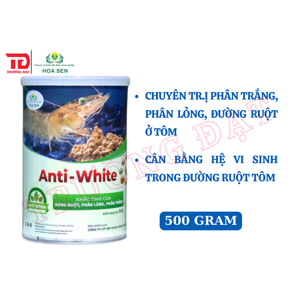 ANTI WHITE Chuyên các bệnh phân trắng, phân lỏng, đường ruột ở Tôm Cân bằng hệ vi sinh trong đường ruột tôm