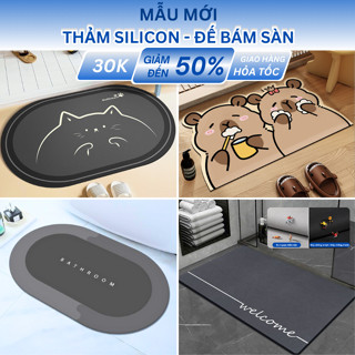 Thảm lau chân silicon 100 Mẫu Độc Quyền Thiết Kế 2025, Thảm Chùi Chân nỉ lì 40cmx60cm capybara trải sàn nhà bếp X04,01