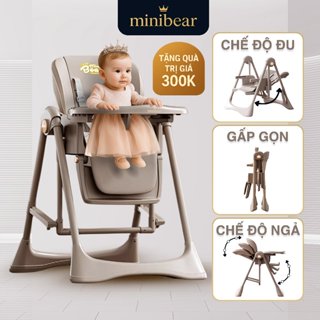 Ghế ăn đa năng MiniBear Nhật Bản. ghế ăn gấp gọn và Ghế tập ngồi cho bé thiết kế 2 trong 1 xích đu