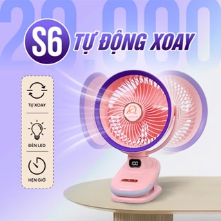  【Alliance Quạt Mini Tích Điện Xoay Tự Động  Quạt Kẹp Bàn - Pin 15.000mah - 20.000mah 