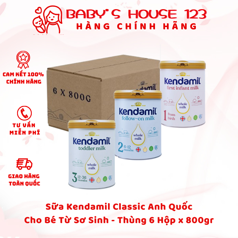 (Nguyên Thùng) Sữa Kendamil Classic Số 1, 2, 3 - Hộp 800g