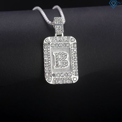 Dây chuyền bạc nam mặt chữ B đính đá sang trọng DCA0178 - Trang Sức TNJ