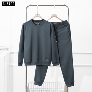 Bộ Nỉ Nam Thu Đông GUZADO Áo Sweater và Quần Jogger, Vải Da Cá Cao Cấp Mềm Mịn Giữ Nhiệt Tốt GBN01