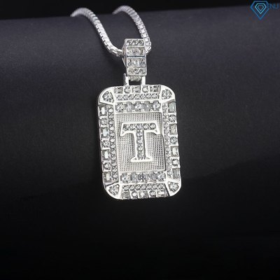 Dây chuyền bạc nam mặt chữ T đính đá sang trọng DCA0178 - Trang Sức TNJ