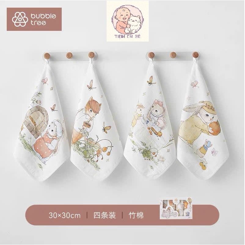 BUBBLE TREE -(SẴN) Khăn sữa sợi tre 4 cái