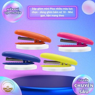 Dập ghim mini Plus nhiều màu lựa chọn - dùng ghim bấm số 10 - Nhỏ gọn, tiện mang theo