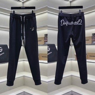 Quần jogger dài nam PB nỉ da cá ghim cài logo D2 đùi phối thêu chữ sau mông dây rút dệt bản to QN41P