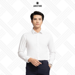  Áo Sơ Mi Trắng Nam tay dài Aristino dệt Dobby chất liệu Bamboo từ sợi tre thiên nhiên dáng Slim fit ôm ALS24303 