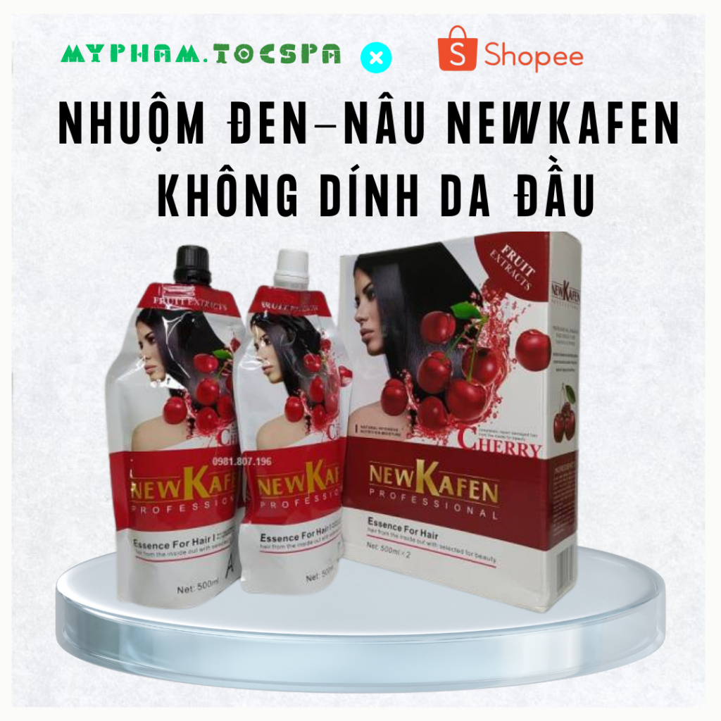 Màu Nhuộm Tóc Đen Nâu Thảo Dược New kafen 500mlx2 Không Dính Da Đầu Không Phai Đỏ Myphamtocspa