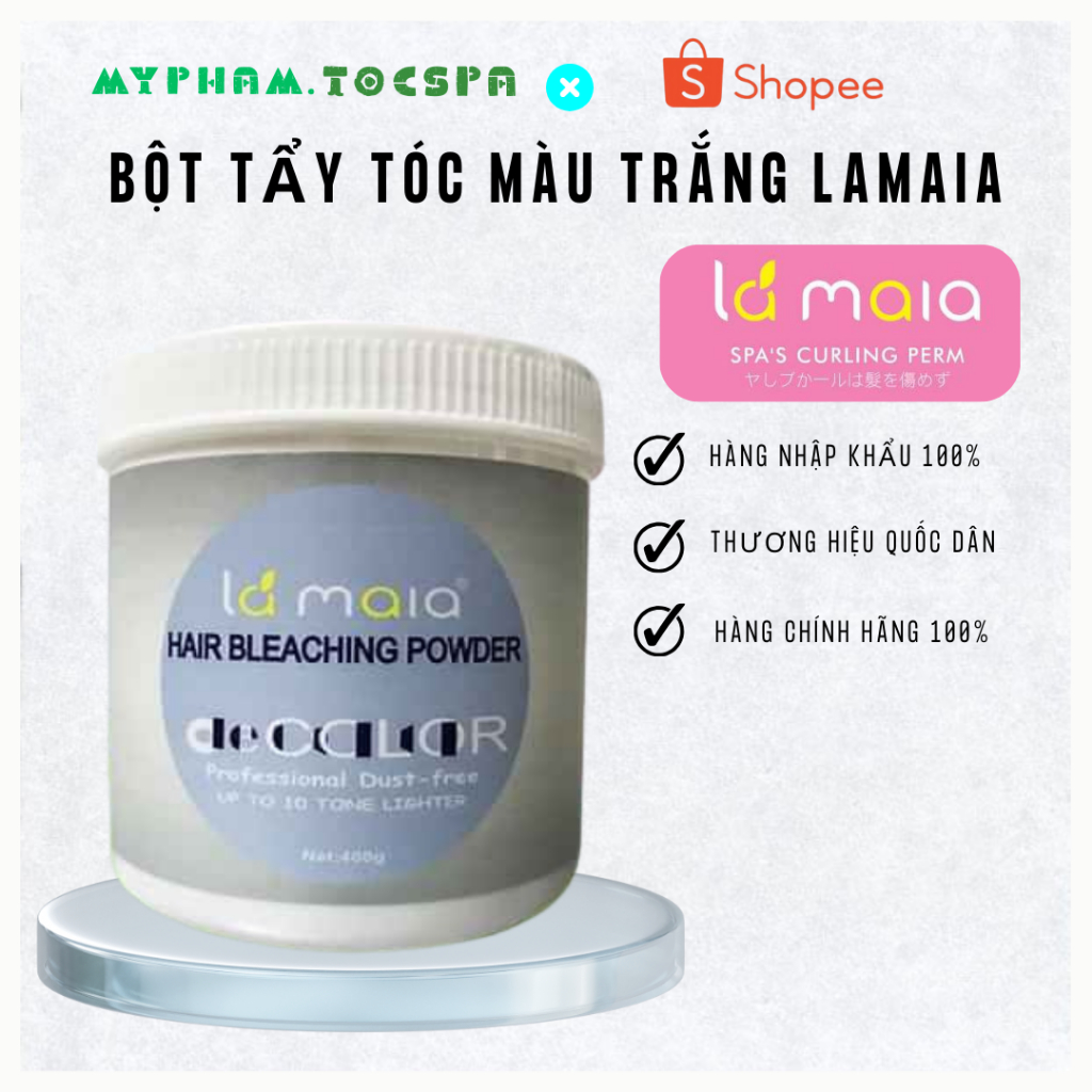 BỘT TẨY TÓC LAMAIA HAIR BLEACHING Màu Trắng Tẩy Lên Tone 9 Đanh Dai Tóc An Toàn Myphamtocspa