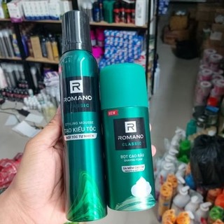 Romano Bọt Cạo Râu & Mousse Tạo Kiểu Tóc Nam Giữ Nếp Tự Nhiên Bộ Đôi Chăm Sóc Cho Nam Giới