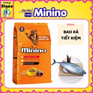 [ Hạt Minino Vị Cá Ngừ Bao Xá 7.5kg ] Thức Ăn Hạt Cho Mèo Con & Mèo Trưởng Thành – Túi Lớn Tiết Kiệm