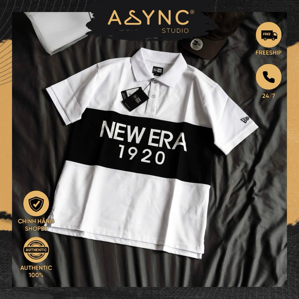 Áo Polo New Era 1920 Sọc Ngang Đen Basic Màu Trắng | CODE: 141218401 - Async Studio