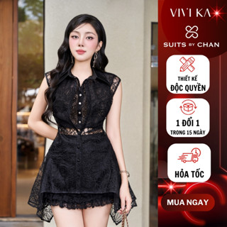 VIVI KA Áo Kiểu Nữ Sonya Top, Chân Váy Ngắn Orchid Skirt