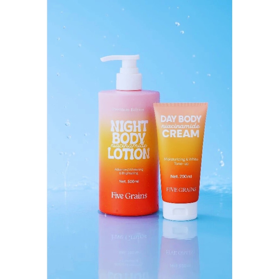 Combo Dưỡng Da Cả Ngày Five Grains-Kem Dưỡng Ban Ngày 200ml & Dưỡng Thể Ban Đêm 500ml Dưỡng Trắng