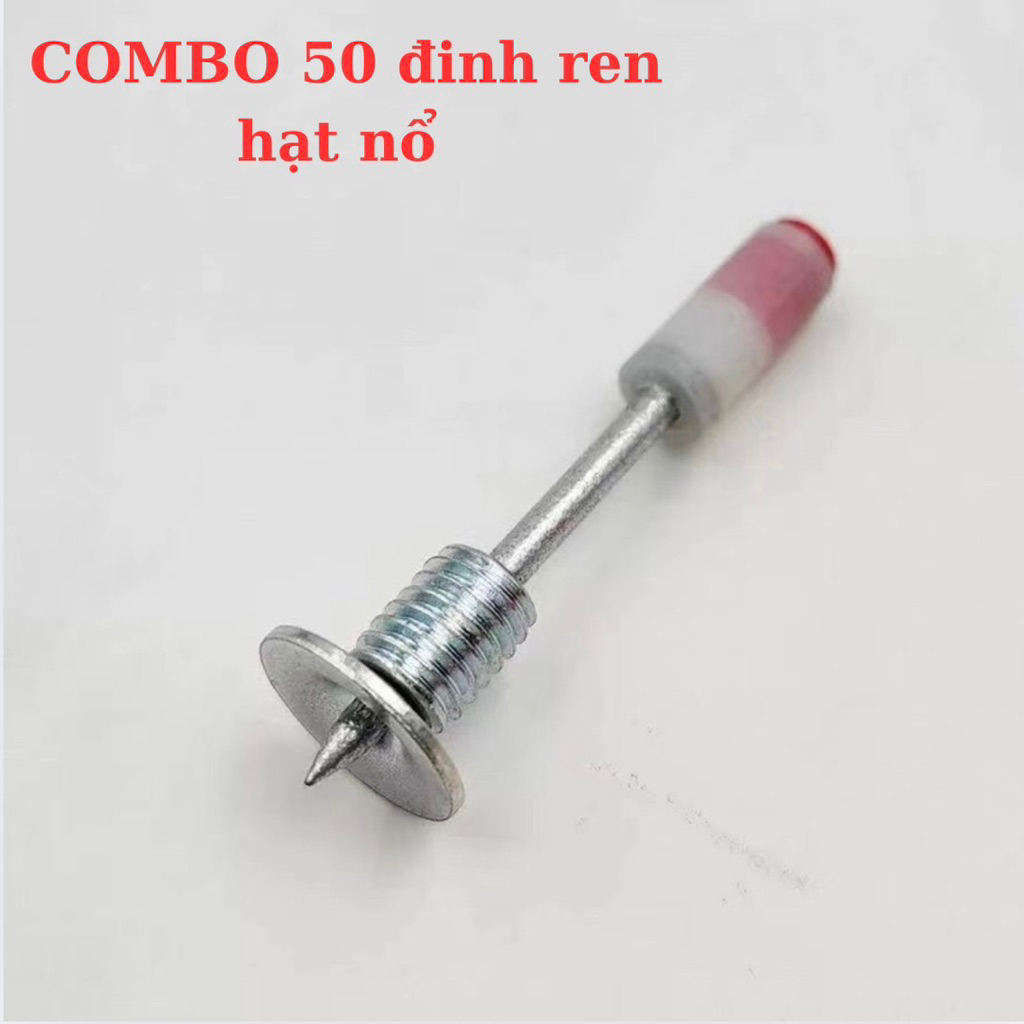 COMBO 50 đinh ren kèm bulong, Đinh hạt nổ sử dụng cho máy bắn đinh hạt nổ
