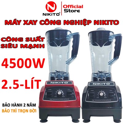 Máy Xay Sinh Tố Công Nghiệp NIKITO 4500W Cối 2.5L Xay Rau Má,Sữa Hạt,Tôm,Cua Cá, Nước Sốt,Sinh Tố Đá Xay, BH 24T-NIKITO