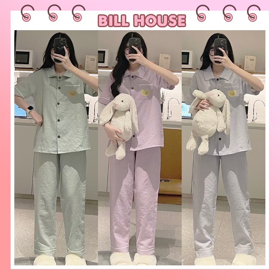 Bộ Pyjama Kẻ Xốp Loại 1 Caro tay Cộc Quần Dài Siêu Hot | BigBuy360 - bigbuy360.vn