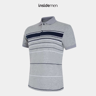 Áo Polo Nam Kẻ Xám Đen Aristino x Insidemen, dáng suông vừa, vải dệt jacquard tinh tế IPS047S3