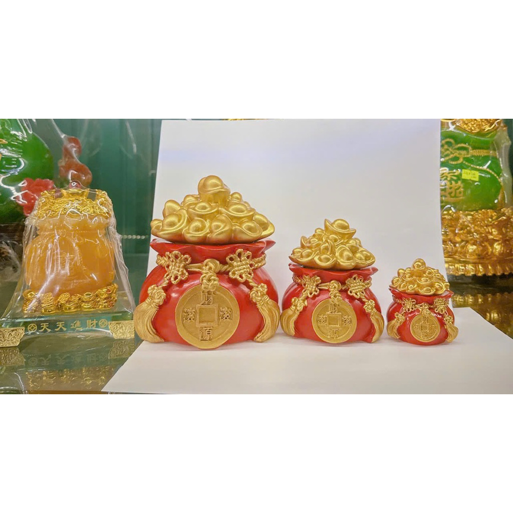Hũ vàng tài lộc, hũ vàng may mắn, hũ muối gạo, vật phẩm phong thuỷ thần tài
