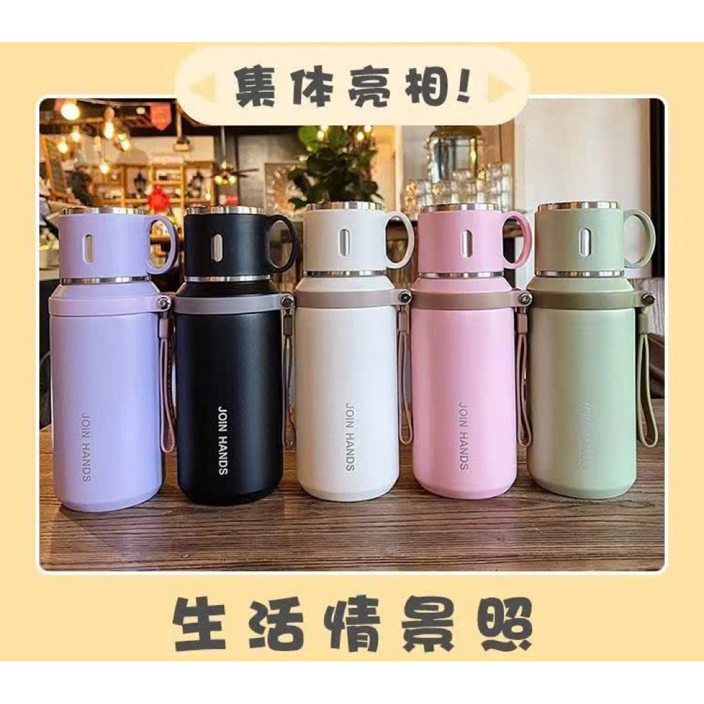 BÌNH GIỮ NHIỆT JOIN HANDS INOX 316 CAO CẤP 600ML – NẮP LÀM CỐC, CÓ LỌC TRÀ TIỆN LỢI