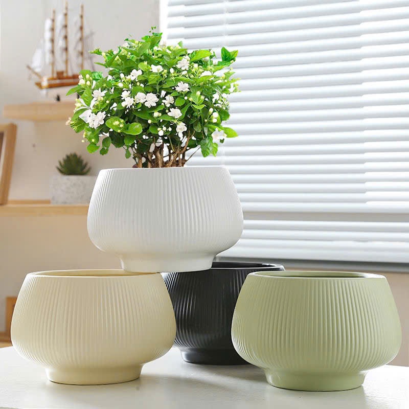 Chậu cây gốm sứ, bình hoa kiểu nhật có lỗ thoát nước xinh xắn, chậu cắm lan, decor nhà cửa | Living 