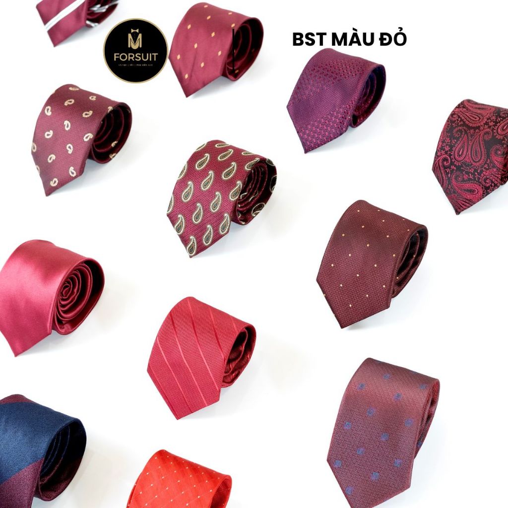 Cà Vạt Nam Màu Đỏ Đa Dạng Kích Thước, Caravat Chú Rể, Đám Cưới Lụa Tổng Hợp Cao Cấp Sang Trọng