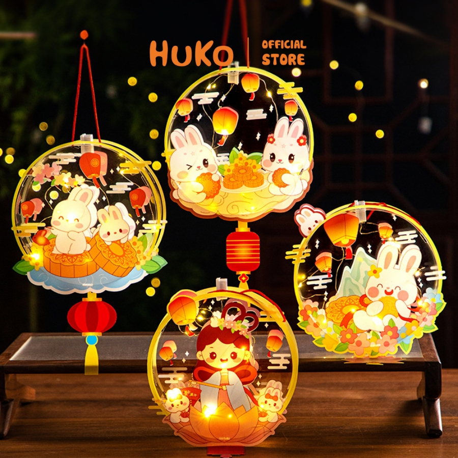 Lồng đèn  Cho Bé Mini HUKO HPK51 Nhựa PVC Kèm Đèn, Hình Con Thỏ An Toàn Dưới 10 Tuổi