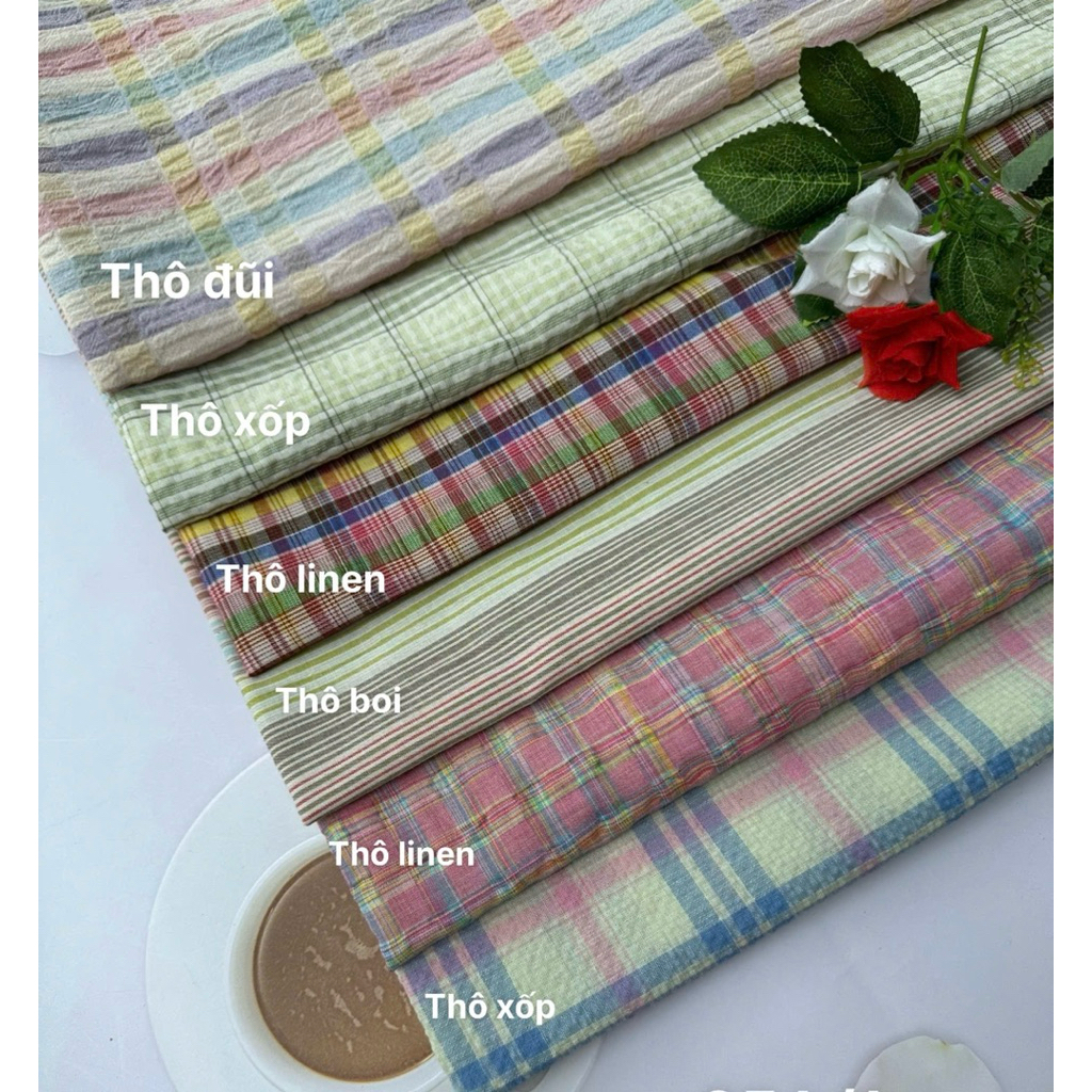 vải thô, đũi, linen caro- Vải Gia Hân