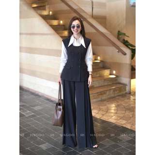  Set đồ Áo gile nữ diễu chỉ & quần suông ly sup thẳng HAGOO thiết kế thanh lịch công sở  A9013-Q9013  