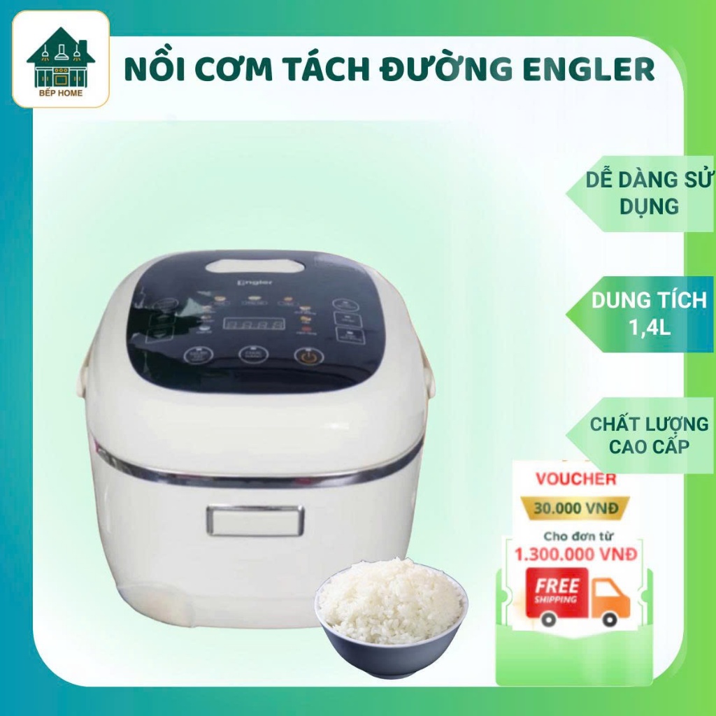 Nồi Cơm Tách Đường Engler EL9101 Dung Tích 1.4L,Giảm Tinh Bột An Toàn Hỗ trợ người tiểu đường, ăn kiêng hiệu quả-bephome