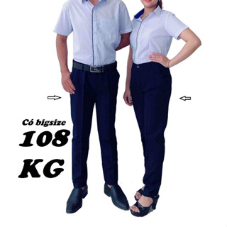 Quần Tây 2 ly Đồng phục học sinh Nam Nữ, vải tuyết mưa tiêu chuẩn, Có bigsize tới 108KG, màu đen và xanh-đen cơ bản